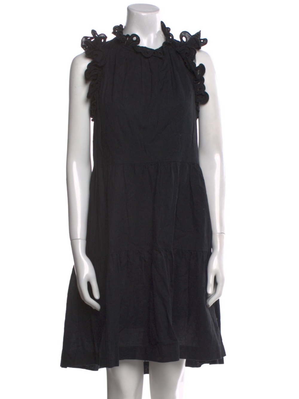 Sea New York Black Sleeveless Ruffle Tiered Dress